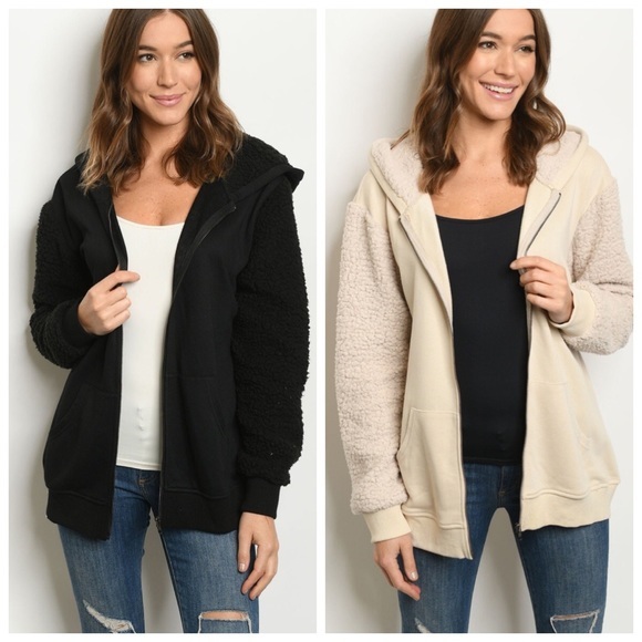 🆕Just In-Long sherpa sleeve hooded Jacket - Picture 3 of 5